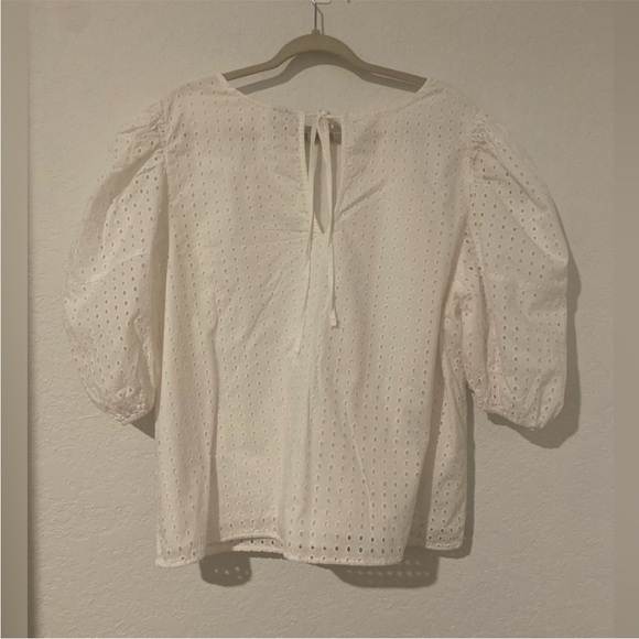 a new day White Eyelet Puff Sleeve Blouse - Picture 3 of 6